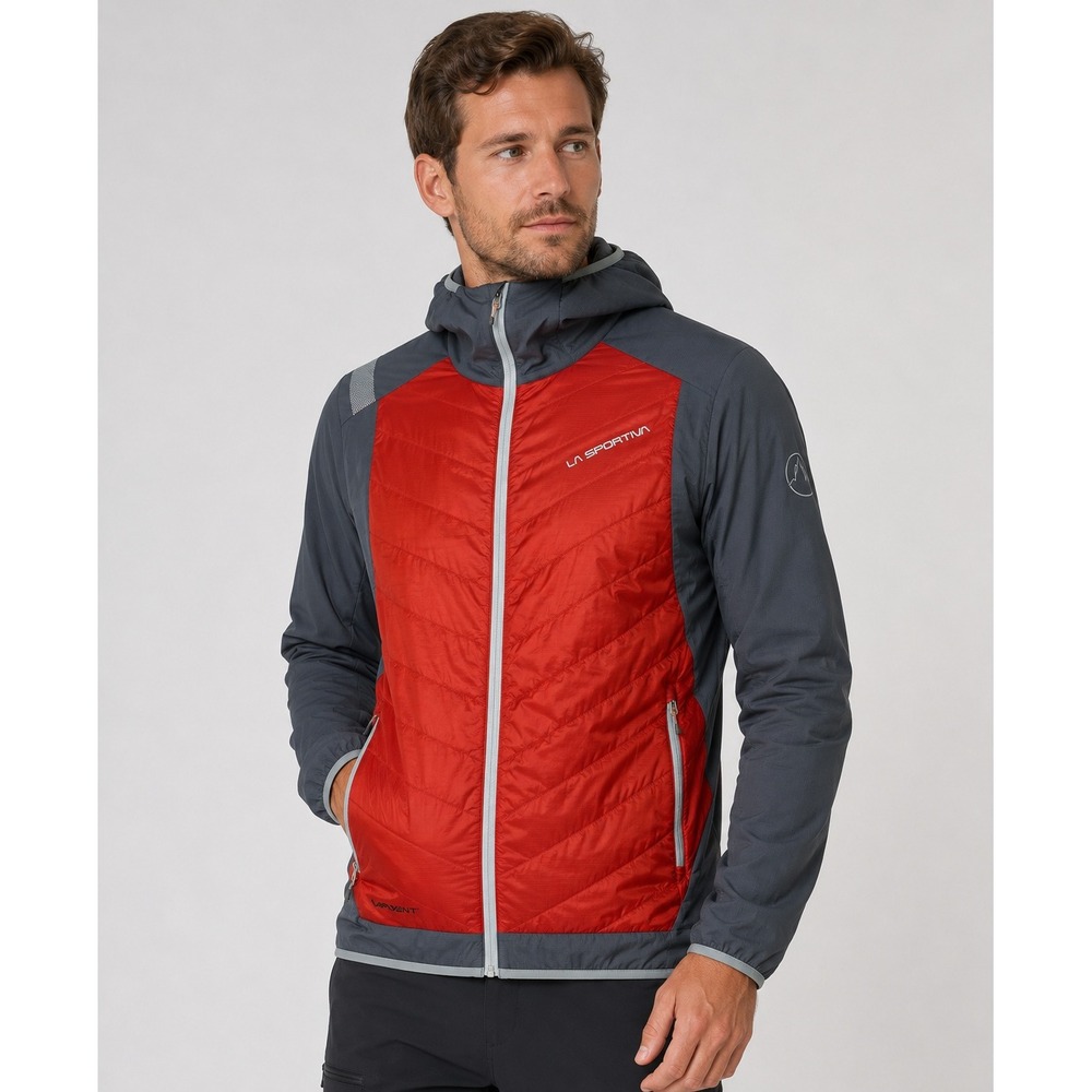 La Sportiva Task Hybrid Jacket Mens Medium Gray Red Primaloft Vapovent